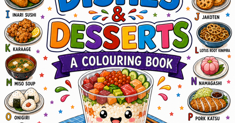 Japanese Dishes & Desserts: An A–Z Children’s Colouring Book!