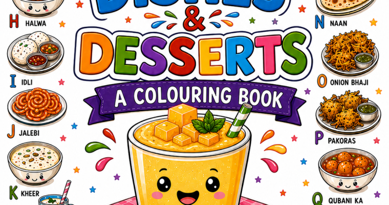 Indian Dishes & Desserts: An A–Z Children’s Colouring Book!