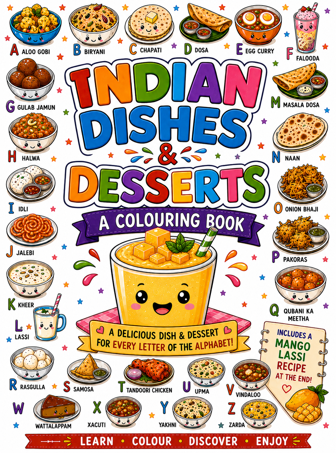 Indian Dishes & Desserts: An A–Z Children’s Colouring Book!